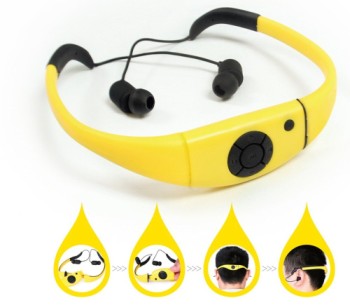 8GB Memory Water Proof Mp3 Headset Music Player Water Proof Mp3 Headset Music Player In Bright Yellow