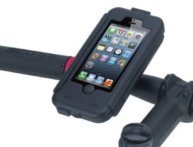 Mobile Phone Holder For Bikes On Black Handlebar