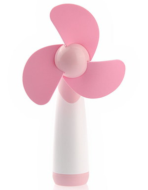 Noiseless Hand Held Battery Fan In Pink