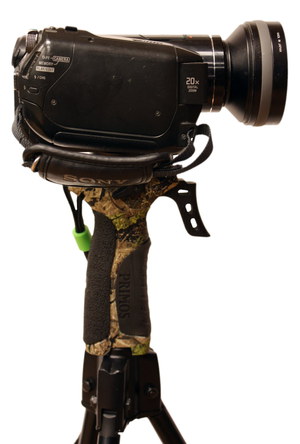 Light Weight Trigger Stick Balance Scope Tripod Stick Balance Scope Tripod In Brown With Camera