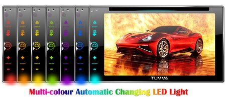 Multi-Colour Double DIN CD Player Stereo With Car On Screen