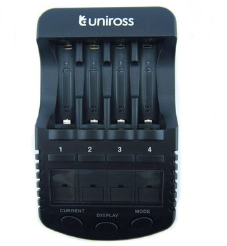Uniross Small Battery Tester AA AAA Charger In Navy Blue