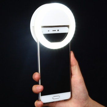 Non Scratch Phone Selfie Ring Lighting Sturdy Phone Selfie Ring Lighting In Man's Hand