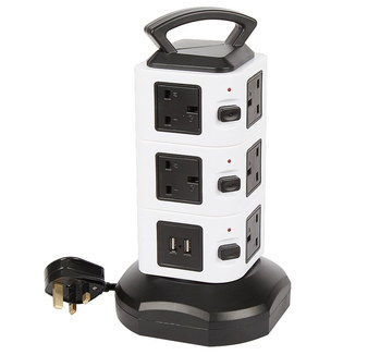 12 Mode Extension Surge Protector Tower Extension Surge Protector Tower With Black Handle