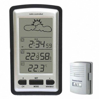 Home Temperature Monitor With Small White Sensor