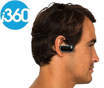 Soft Tip Mp3 Waterproof Headphones 4 GB Mp3 Waterproof Headphones Worn By Man