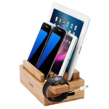 Big Base Universal USB Charger Station Watch Mount USB Charger Station In Hard Wood