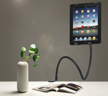 Goose-Neck Bendable Tablet Holder Clipped On Table
