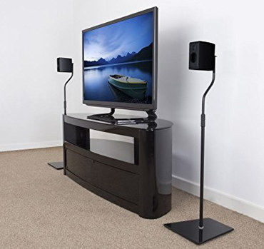 Sturdy Adjustable Tall Speaker Stands On Carpet