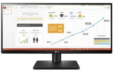 Wide HDMI 2560 x 1080 Monitor With Square Stand