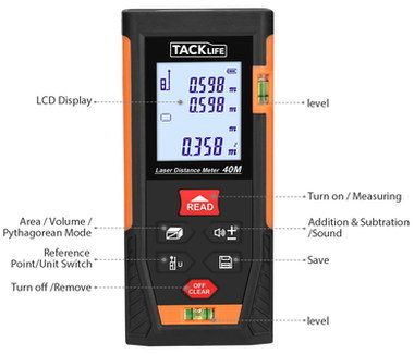 Impact Resistant Laser Measurer High Precision LCD Laser Measurer In Red