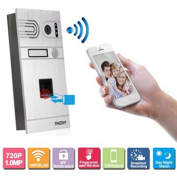 Finger-Print Entry Video Door Entry System HD Video Door Entry System In Grey Finish