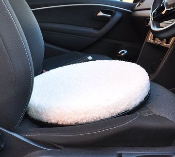 Soft Revolving Car Seat Cushion In White Fleece