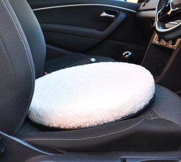 Dense Revolving Car Seat Cushion Soft Revolving Car Seat Cushion In White Fleece